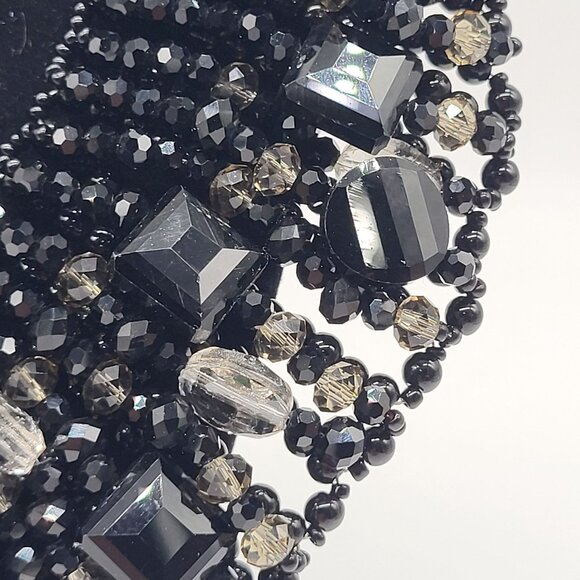 VTG Nakamol Thailand Bib Collar Statement Necklace Beaded Black Gray - Picture 14 of 14